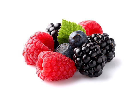 Fresh raspberries and blackberries
