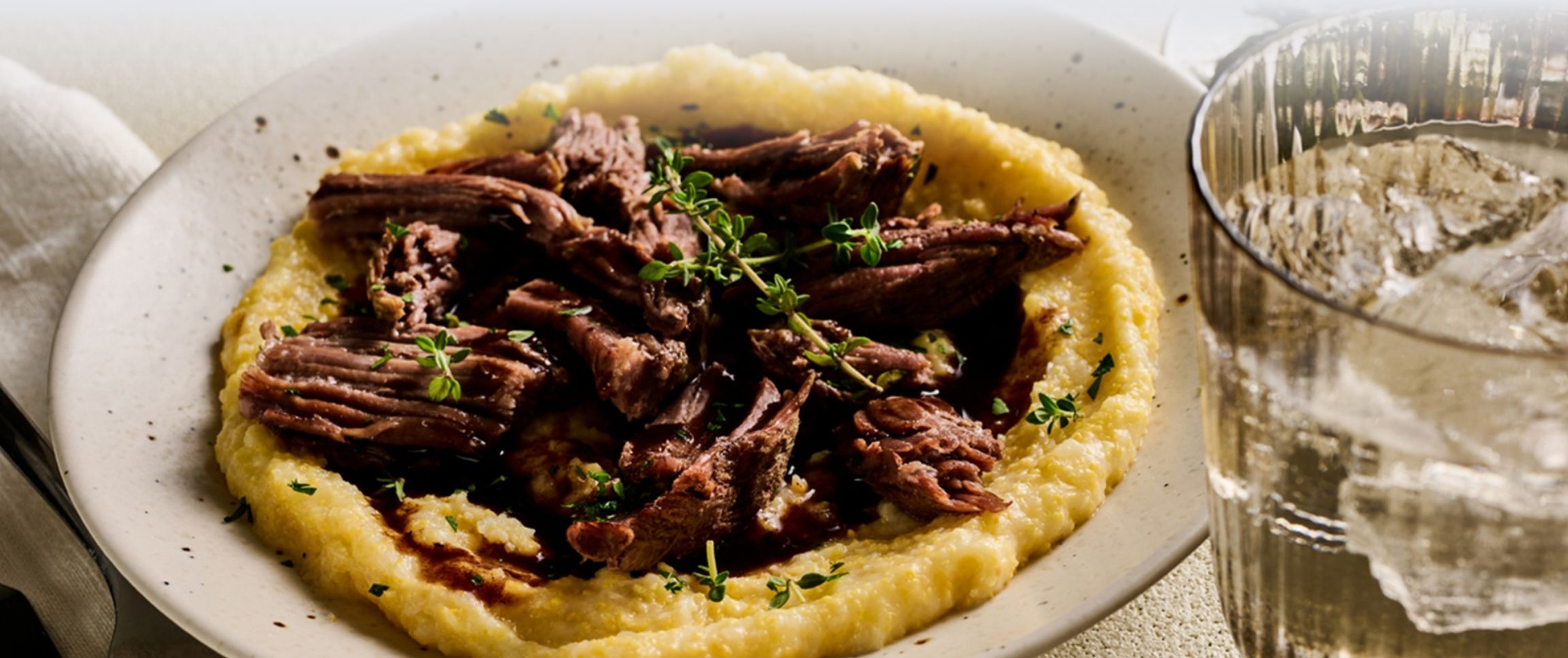 Braised Short Ribs with Creamy Polenta & Red Wine Demi-Glace