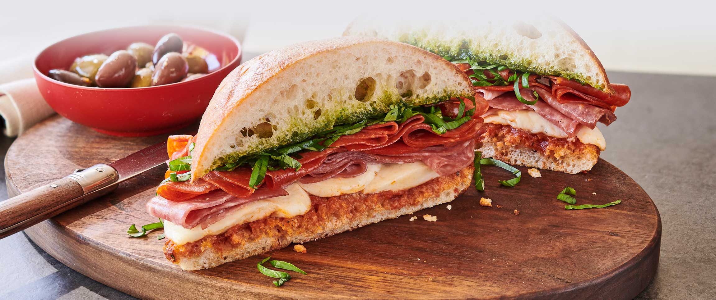 Pepperoni and Genoa Salami Pressed Sandwich